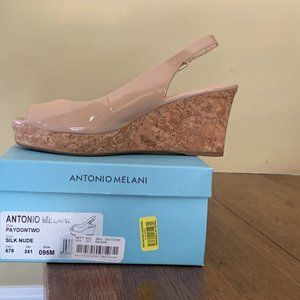 Antonio Melani Nude Patent Leather Wedges  Size 9.5